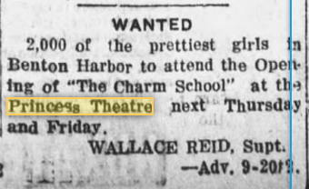 Sept 1921 Princess Theatre, Benton Harbor